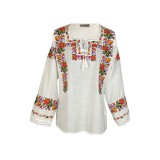 Bluza tip ie dama B23, alb nature/mov royal , marimea XL