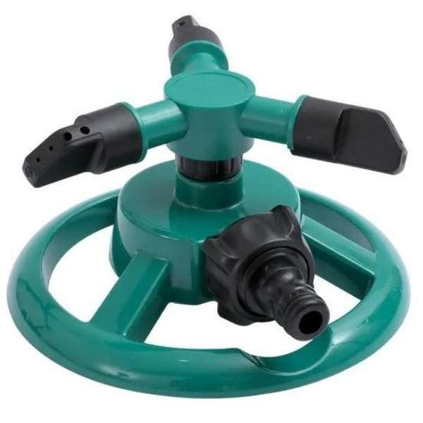 Aspersor Rotativ de Gradina cu 3 Brate Reglabile, Mercaton, Rotire 360&deg;, Plastic, Rezistent UV, 12 Duze, Diametru 15 cm, Verde