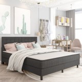 vidaXL Tăblie capitonată, gri &icirc;nchis, 160 x 200 cm, material textil