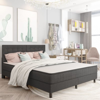 vidaXL Tăblie capitonată, gri &amp;icirc;nchis, 160 x 200 cm, material textil 287473 foto