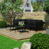 Set mobilier de grădină cu perne, 6 piese, negru, PVC, vidaXL