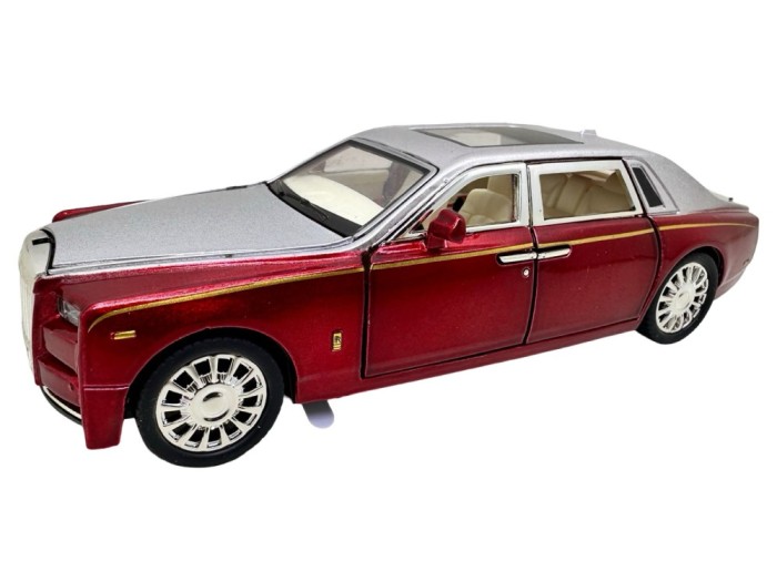 Macheta Auto Rolls Royce Phantom rosu cu sunet lumini deschide usile si capotele