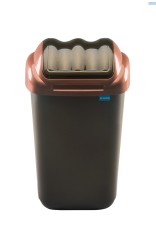 Cos Plastic Cu Capac Batant, Pentru Reciclare Selectiva, Capacitate 15l, Plafor Fala - Negru Auriu foto