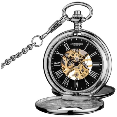 Ceas de buzunar clasic schelet | Akribos XXIV AK609 - Eleganță care bate la timp foto