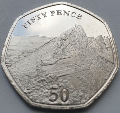 50 pence 2020 Gibraltar, Skywalk on the Rock of Gibraltar, unc foto