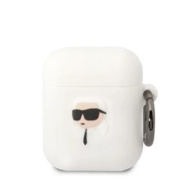 Husa Karl Lagerfeld 3D Karl Head pentru Airpods 1/2 White foto