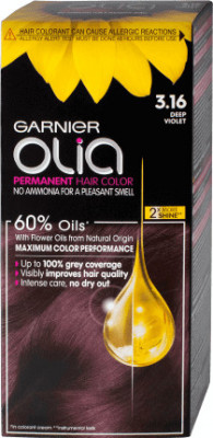 Garnier Olia Vopsea de păr permanentă fără amoniac 3.16 şaten violet, 1 buc foto