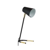 Lampa de birou neagra cu baza aurie, maxim 25 W, General