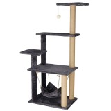 Ansamblu de joaca pentru pisici, Springos, cu platforme, culcus, grafit si crem, 52x37x121 cm