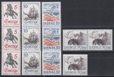 Suedia 1967, 1969 - Teme din Istoria poştală şi din natură, NDT pe laturi diferite, SET COMPLET, MNH, Nestampilat