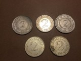 lot monede Iugoslavia - 2 Dinari 1971, 1978, 1983,1985 !