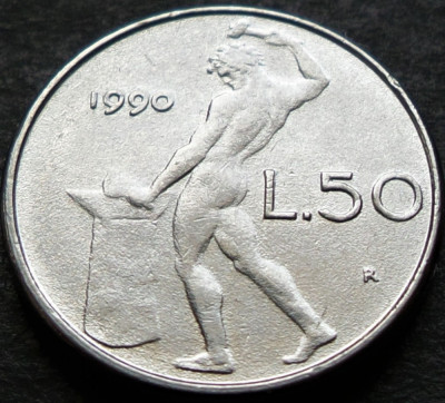 Moneda 50 LIRE - ITALIA, anul 1990 *cod 771 = MODEL MIC foto