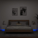 Noptiere montate pe perete cu lumini LED, 2 buc., alb GartenMobel Dekor, vidaXL