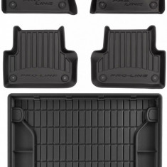 Set Covorase Auto Cauciuc Negro Audi A4 B9 2015→ Avant / Combi Pro Line Tip Tavita 3D 3D407596 + Tavita Portbagaj Negro Audi A4 B9 2015→ Avant / Combi