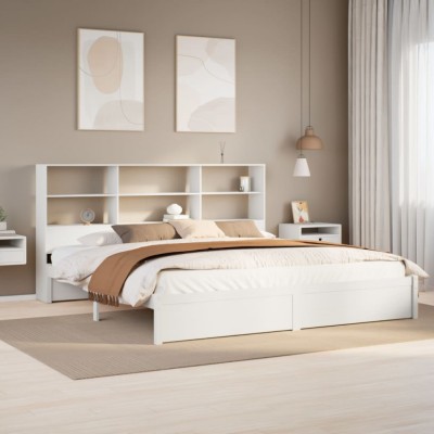vidaXL Pat cu bibliotecă fără saltea, 180x200 cm, lemn masiv de pin 3322400 foto