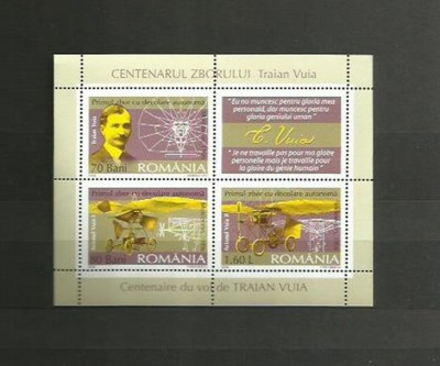 Romania MNH 2006 - Centenarul zborului Traian Vuia - LP 1712 b - bloc foto