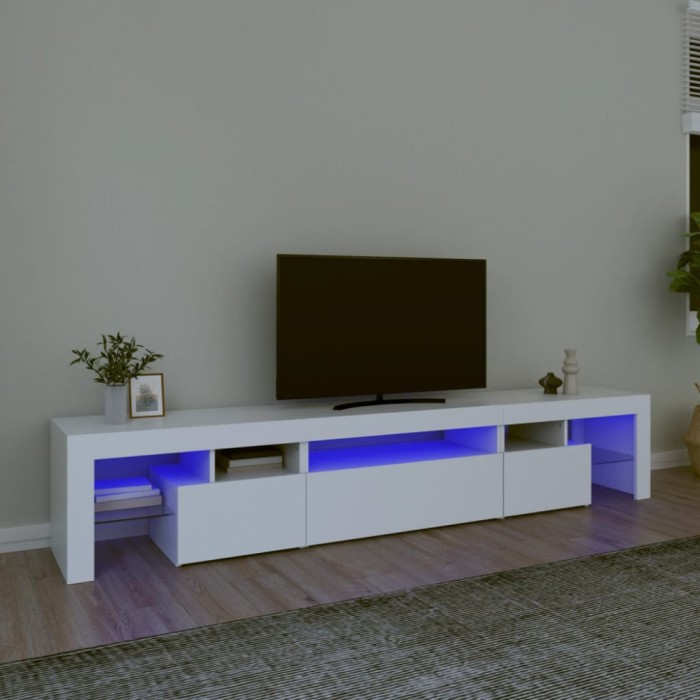 Gossi comode tv cu lumini led, alb，215x36,5x40