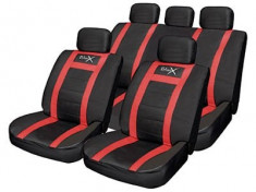 Set huse scaune auto Leather Look Sports Style Red, set complet huse scaun, husa volan , ornamente centura foto