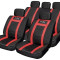 Set huse scaune auto Leather Look Sports Style Red, set complet huse scaun, husa volan , ornamente centura