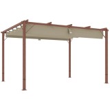 Pergola pentru gradina/terasa, retractabila, cadru aluminiu cu efect lemn, bej, 3.82x3x2.32 m GartenVIP DiyLine, ART