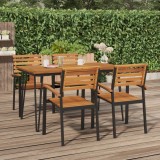 Masă grădină picioare formă ac de păr 140x80x75 cm, lemn acacia