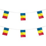 Ghirlanda cu Steaguri Romania, 6m, 16 Steaguri Tricolore, Plastic, CMCLASS