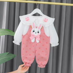 Salopeta roz cu buline - Bunny (Marime Disponibila: 3 ani)