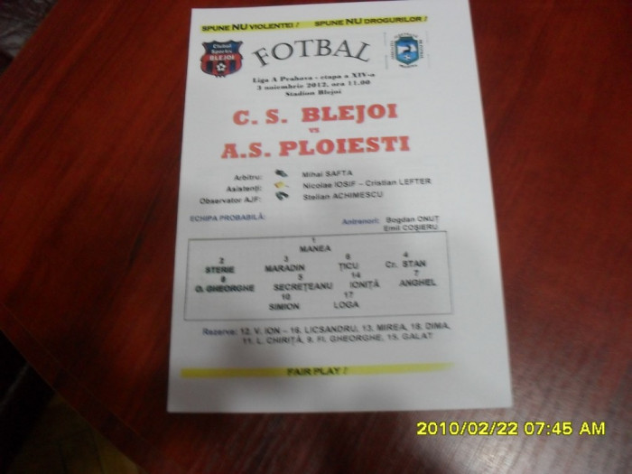 program CS Blejoi - AS Ploiesti