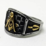 Inel masonic echer ?i compas cu litera &bdquo;G&rdquo; Shriners MM701