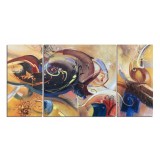 Tablou pictat manual 3 piese GIGANT living - Cosmos - 200x100cm ulei pe panza, Spectaculos!