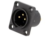 Soclu XLR Tată 3 Pin Etanș cu Flanșă și Șuruburi