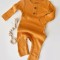 Salopeta cu maneca lunga si pantaloni lungi din bumbac organic si modal - Mustar BabyCosy (Marime: 9-12 luni)