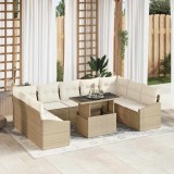 Cumpara ieftin Set de canapele pentru grădină cu pernă 10 pcs bej și crem