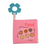Carte Baie Bebe Fosnitoare Mancare, Textil, Roz, 10x10cm, +3 luni, Jucarie Senzoriala, Dentitie