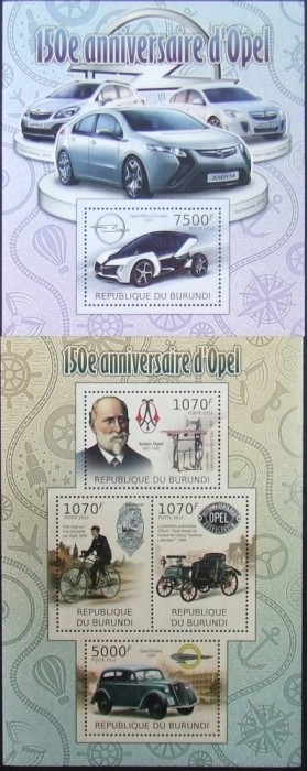 REP.BURUNDI - ANIVERSARE 150 ANI MASINA OPEL-1 M/SH+ 1 S/SH-MNH** - RBU 120