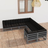 vidaXL Set mobilier grădină cu perne, 8 piese, lemn masiv de pin 3077026