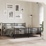 VidaXL Cadru pat metalic cu tăblii de cap/picioare, negru, 183x213 cm