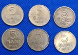 5 bani 1952, 5 bani 1953, 5 bani 1954, 5 bani 1955, 5 bani 1956, 5 bani 1957, set total 6 monede de 5 bani anii 1952-1957 la 60 lei
