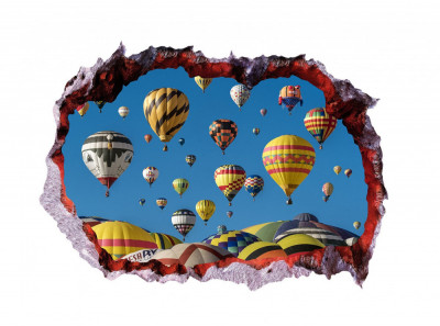 Sticker decorativ, Gaura in perete 3D, Baloane, 85 cm, 400STK foto