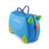 Valiza pentru copii Ride-On Terrance Trunki, Albastru, 46 cm