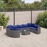 VidaXL Set mobilier de grădină cu perne, 10 piese, gri, poliratan