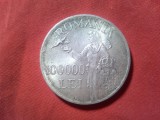 Moneda Argint 100.000 Lei 1946 Romania, 25g, Mihai I - PACEA , cal. AUNC