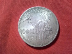 Moneda Argint 100.000 Lei 1946 Romania, 25g, Mihai I - PACEA , cal. AUNC