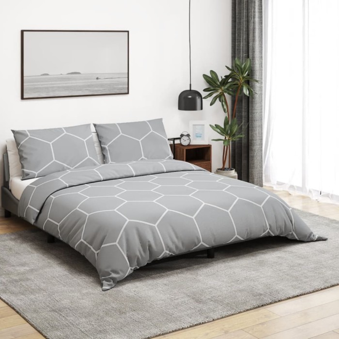 vidaXL Set cu husă de pilotă, gri, 240x220 cm, bumbac