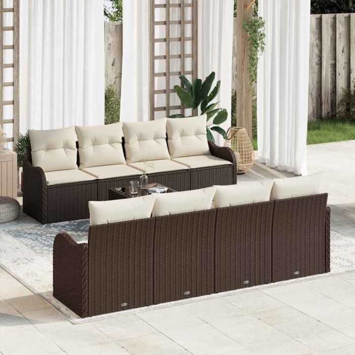 vidaXL Set de canapele pentru grădină 9 pcs Maro 55 x 55 x 37 cm 3345628