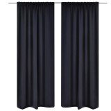 Cumpara ieftin Draperii opace cu rejansa, 2 buc., negru, 135 x 245 cm