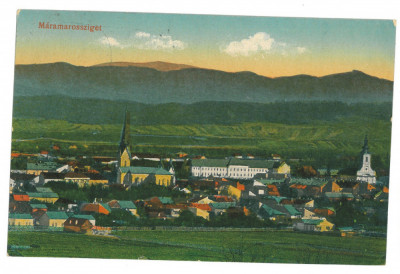 3756 - SIGHET, Maramures, Panorama, Romania - old postcard, CENSOR - used - 1916 foto