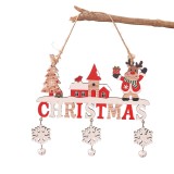 Decoratiune de craciun din lemn, flippy, cu snur pentru agatare in brad, model ren, scris let it snow, 21.9x19 cm, multicolor