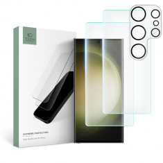 Set 2 Folii Ecran si 1 Folie Camera Tech-Protect Supreme pentru Samsung Galaxy S23 Ultra Transparent