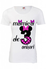 TRICOU IMPRIMEU &amp;quot;MAMICA DE 3 ANISORI&amp;quot; foto